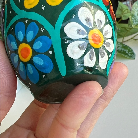 Hand Painted Floral Small Mini Terracotta Vase Decor Vintage - Picture 10 of 12